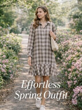 Tuckernuck Plaid Ruffle Dress Spring Preppy Soft Feminine Look Size M